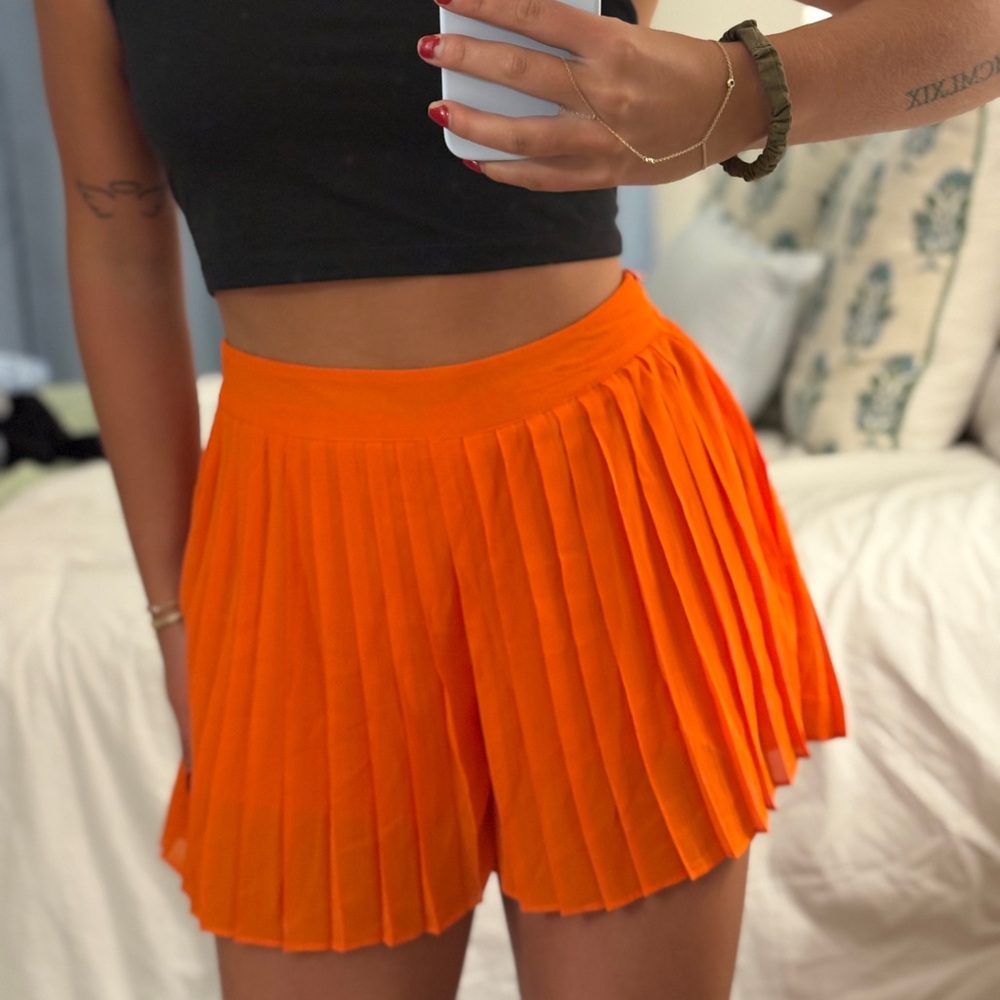 SHEIN Orange Pleeted Skirt
